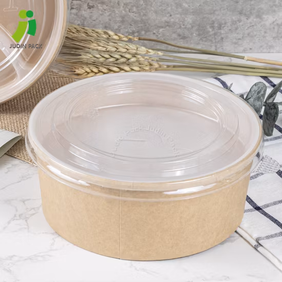 Bol à salade de sushi en papier kraft avec couvercle en plastique PET pour boîte à emporter Restaurants de restauration rapide