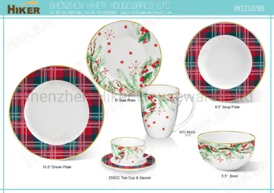 Ensemble de vaisselle en porcelaine classique rouge, assiette à dîner Winterberries